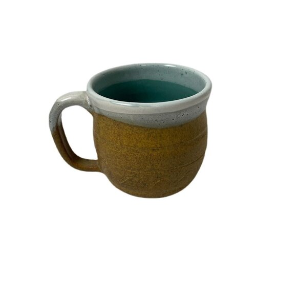 J Vigil Coffee Mug Pottery Hobbyist Piece Lt. Blue/ Tan - Picture 2 of 4